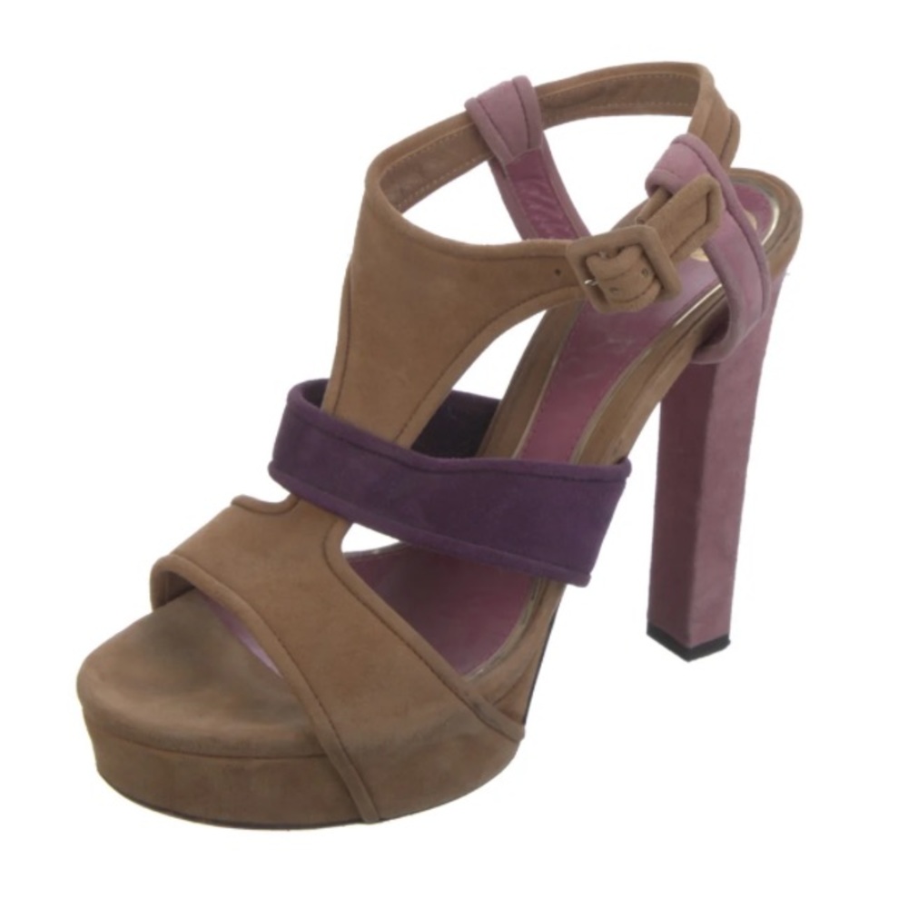 Authentic Gucci Two Tone Suede Platform Heels - Picture 4 of 13